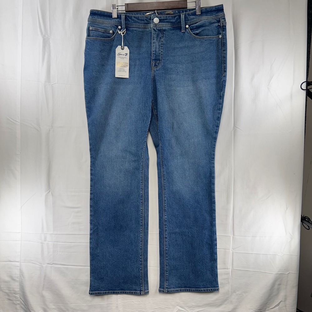 Seven7‎ Bootcut Jeans Womens 18 Blue Rhinestone Pocket Limited Edition